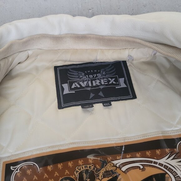 VINTAGE AVIREX New York leather Varsity Jacket Hip Hop 1990s US MEN'S Size 6XL - Picture 14 of 14